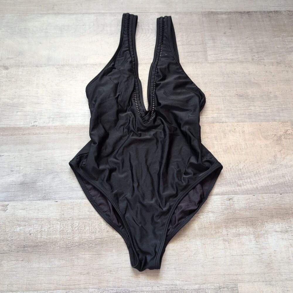 Fredericks of Hollywood Ladies Swimsuit Size Medium Black One Piece